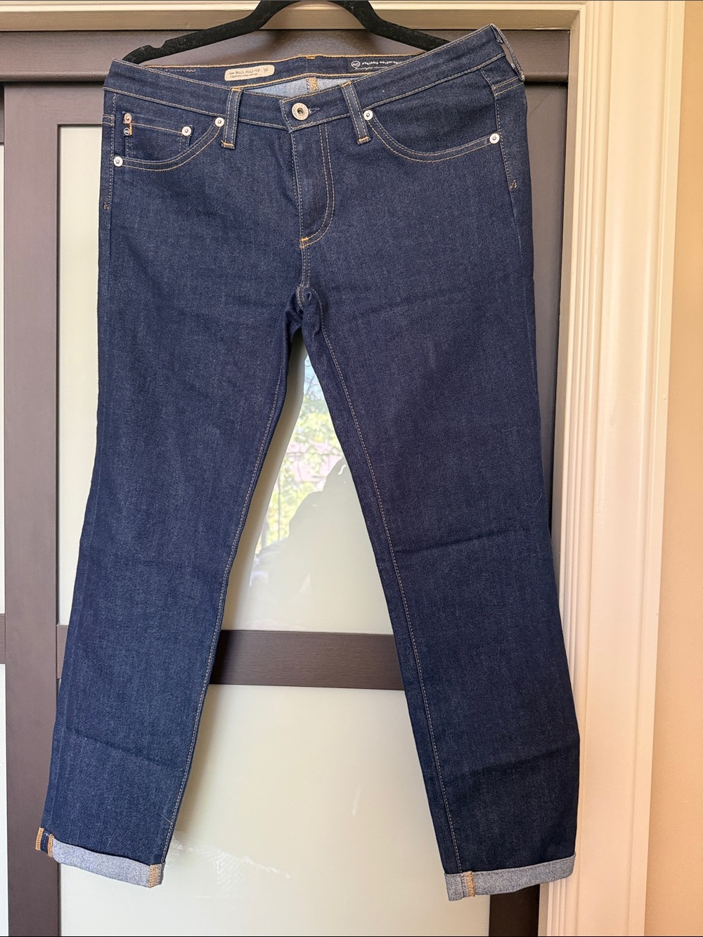 A.G. Dark Indigo “the Stilt Roll Up” Jeans
